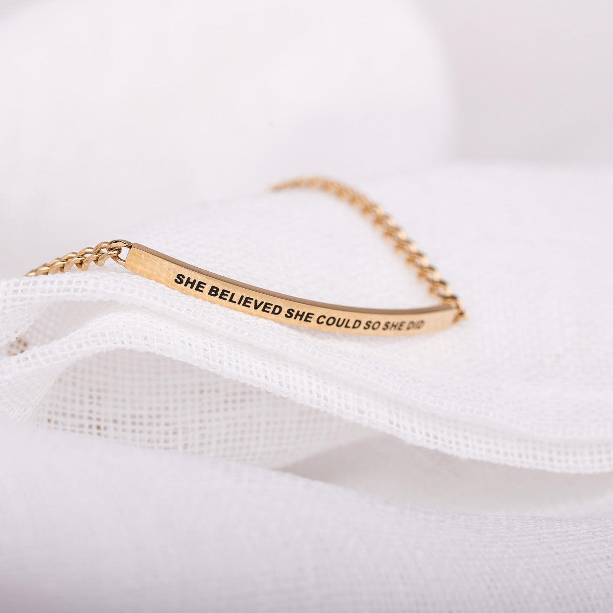chain bracelet with engraved message