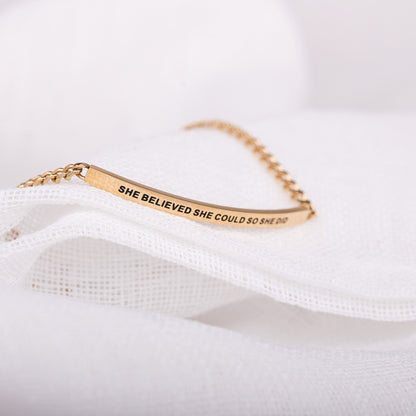 chain bracelet with engraved message