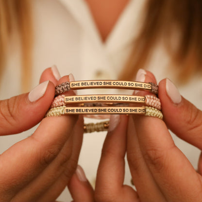 She Believed She Could So She Did motivational rope bracelet