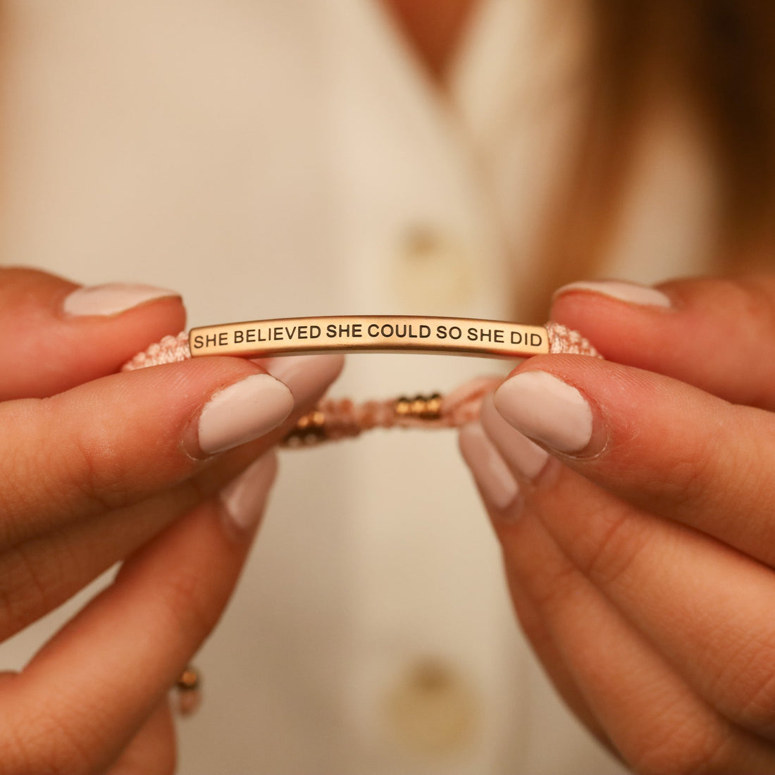 rope bracelet with engraved message