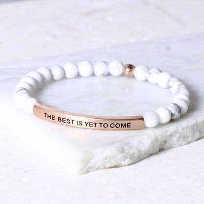  gemstone bracelet with inspirational engraved stainless steel message bar