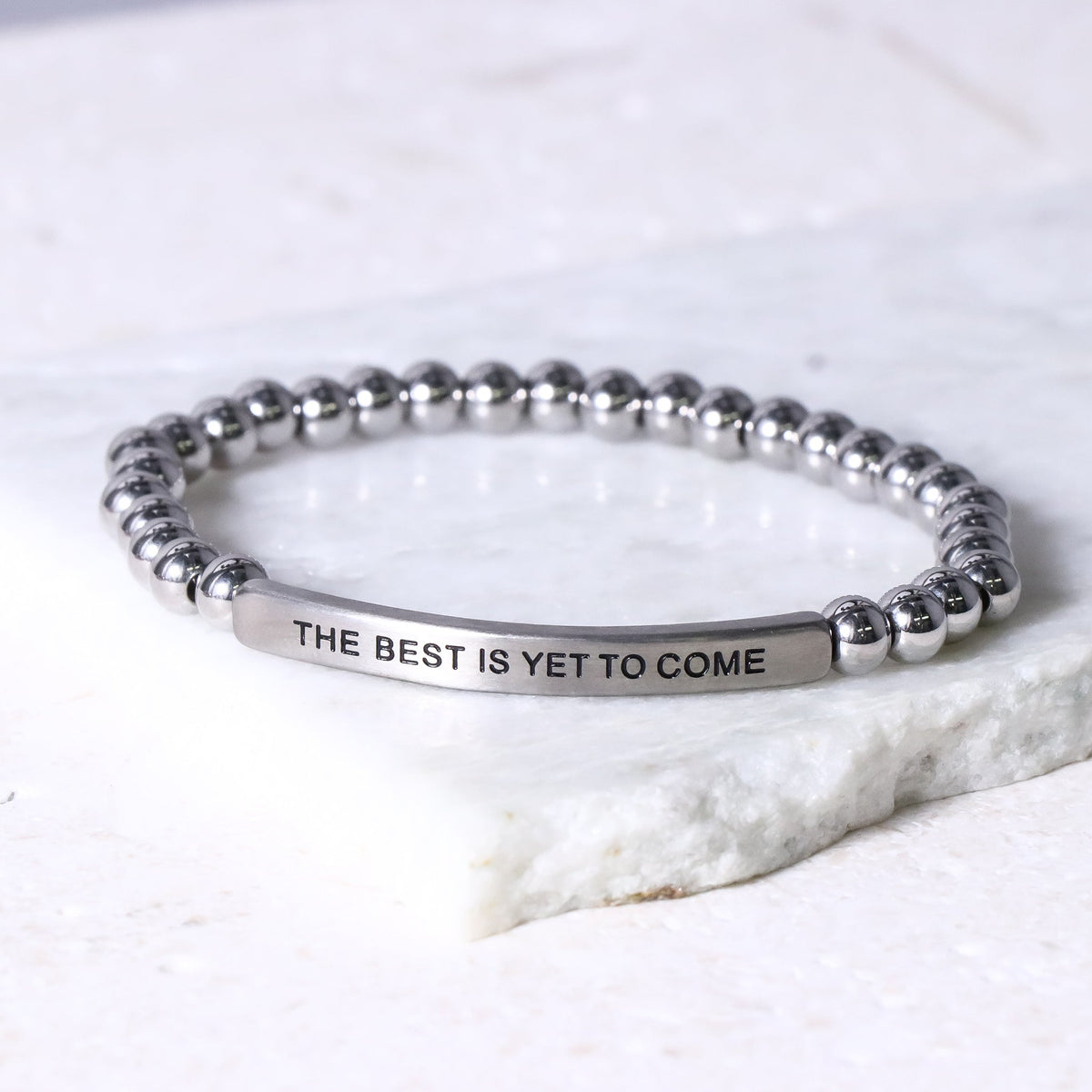 Engraved inspirational message bracelet reminding you that brighter days are ahead