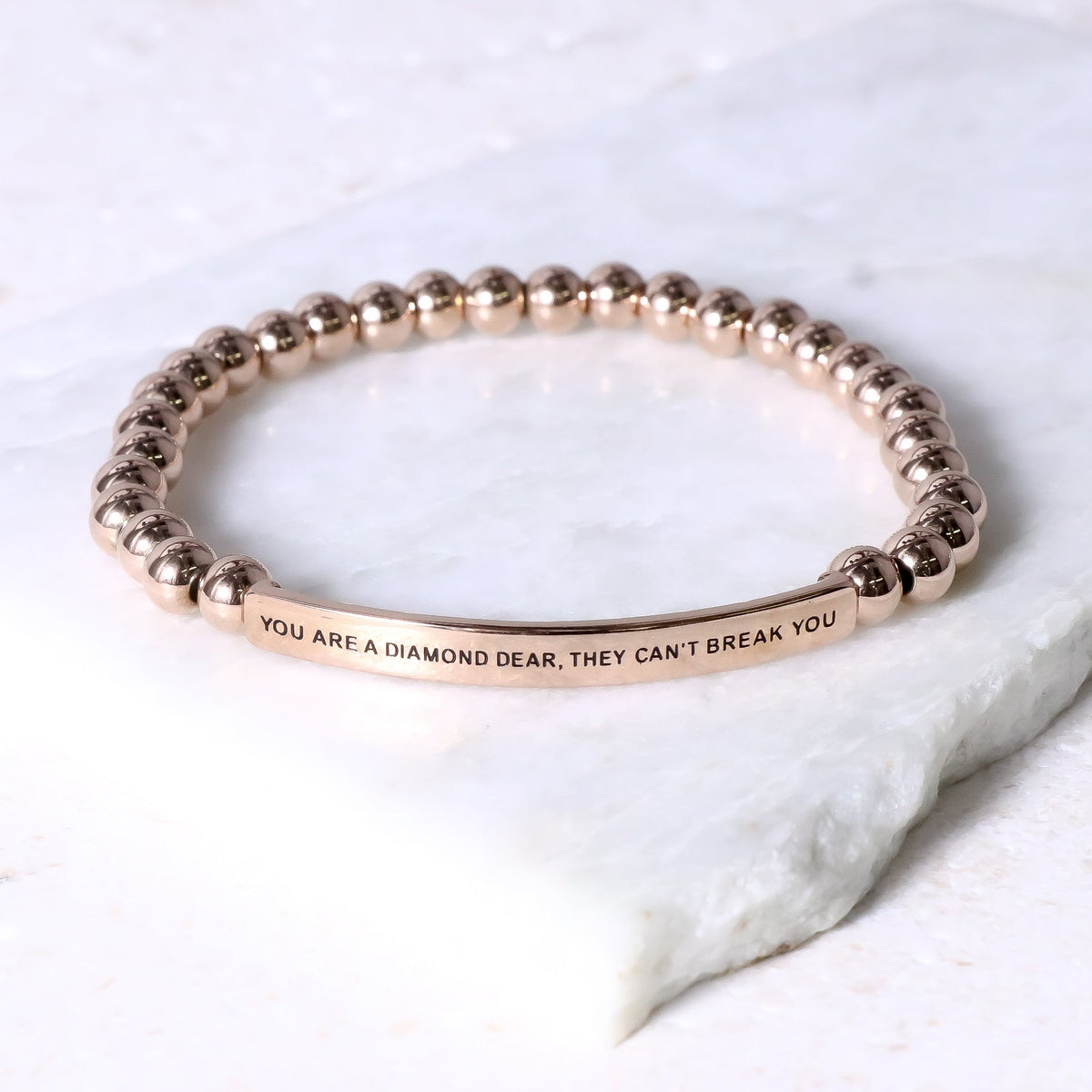 rose gold beaded bracelet made in usa