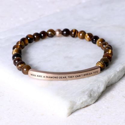 tiger eye beaded inspirational bracelet