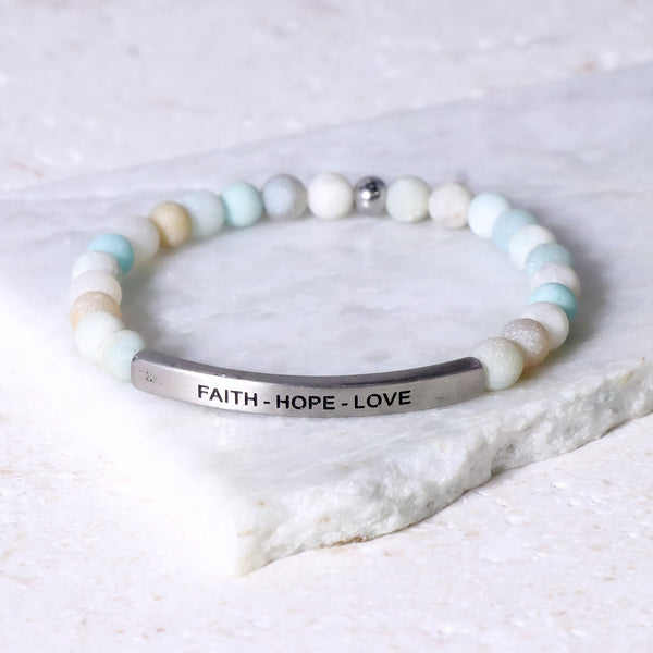 Inspire Me Bracelets- I Love You to The Moon and Back Bracelet Bamboo Agate / Small (6in-7in) Average Woman Size