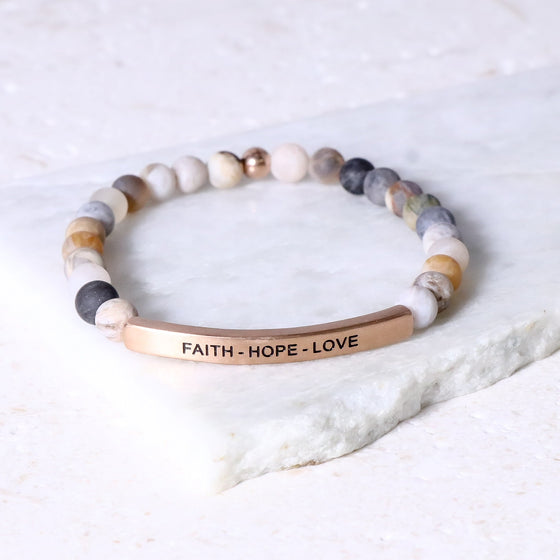 Inspire Me Bracelets- I Love You to The Moon and Back Bracelet Bamboo Agate / Small (6in-7in) Average Woman Size