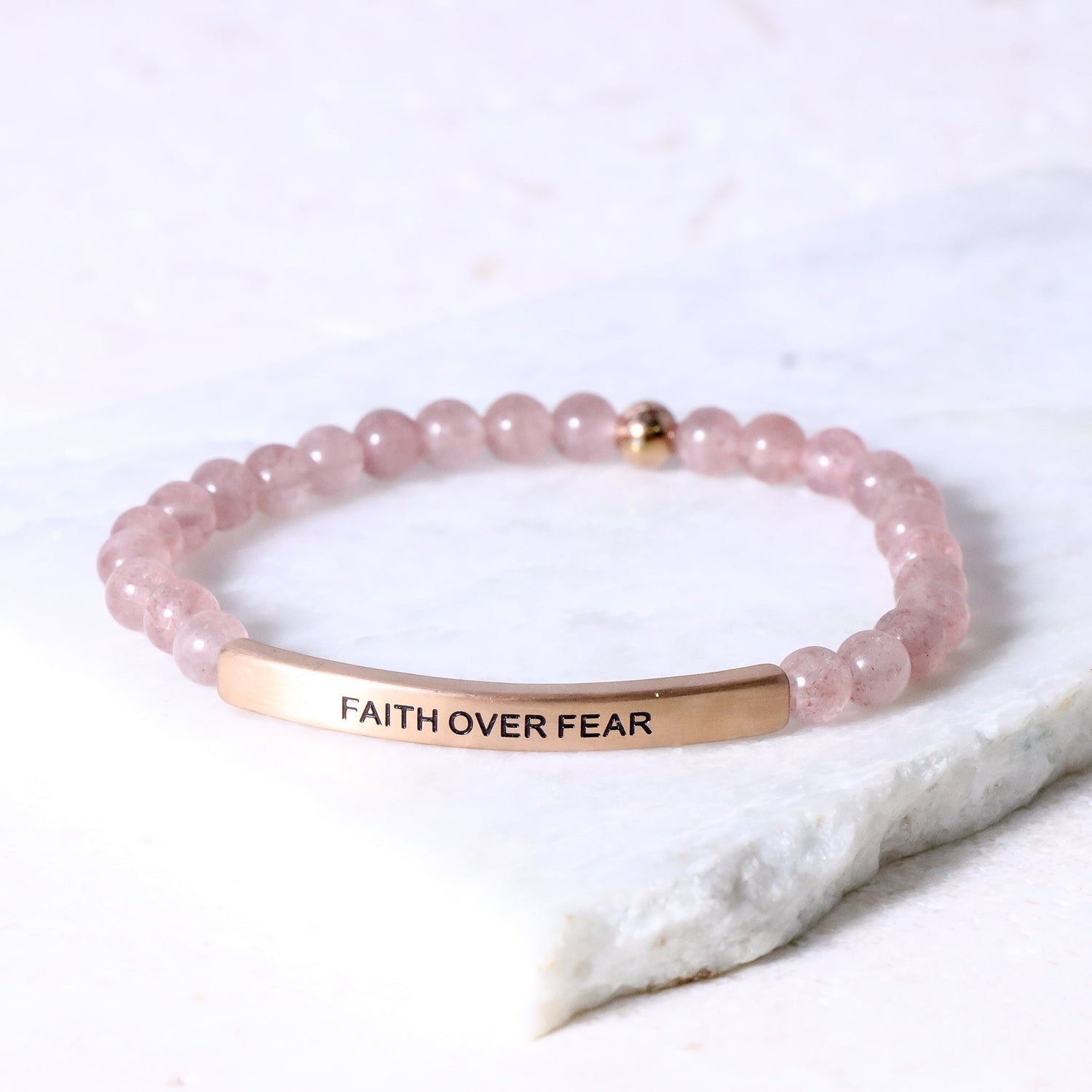 Inspire Me Bracelets - Faith Over Fear Bamboo Agate / Small (6.35.95in - 6.75in) Average Woman Size