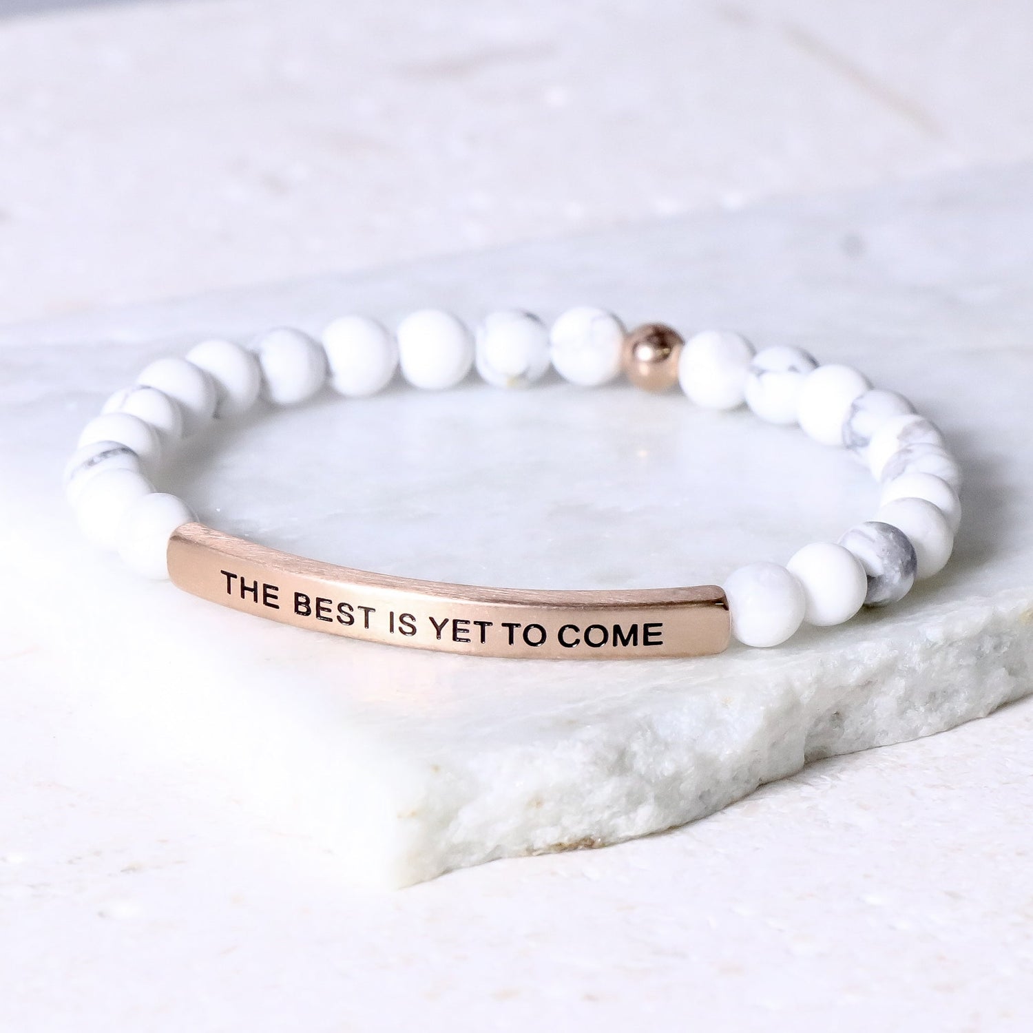 Inspire Me Bracelets-The Best Is Yet to Come-Bracelet Howlite Marble / Small (6in-7in) Average Woman Size