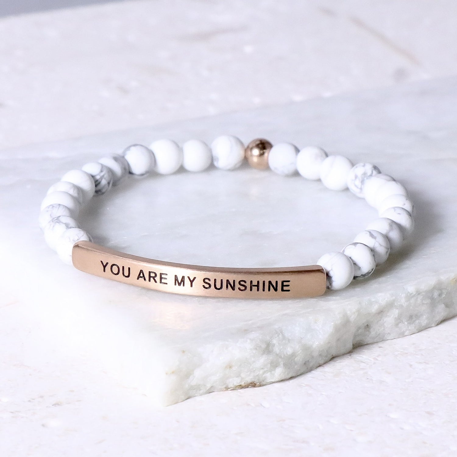 Terahertz Stone Bracelet with You are my Sunshine Sterling Silver Char